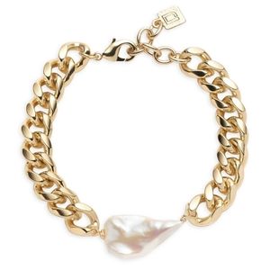 DANNIJO x Anthropologie Chunky Curb Link Chain Bracelet with Cultured Pearl